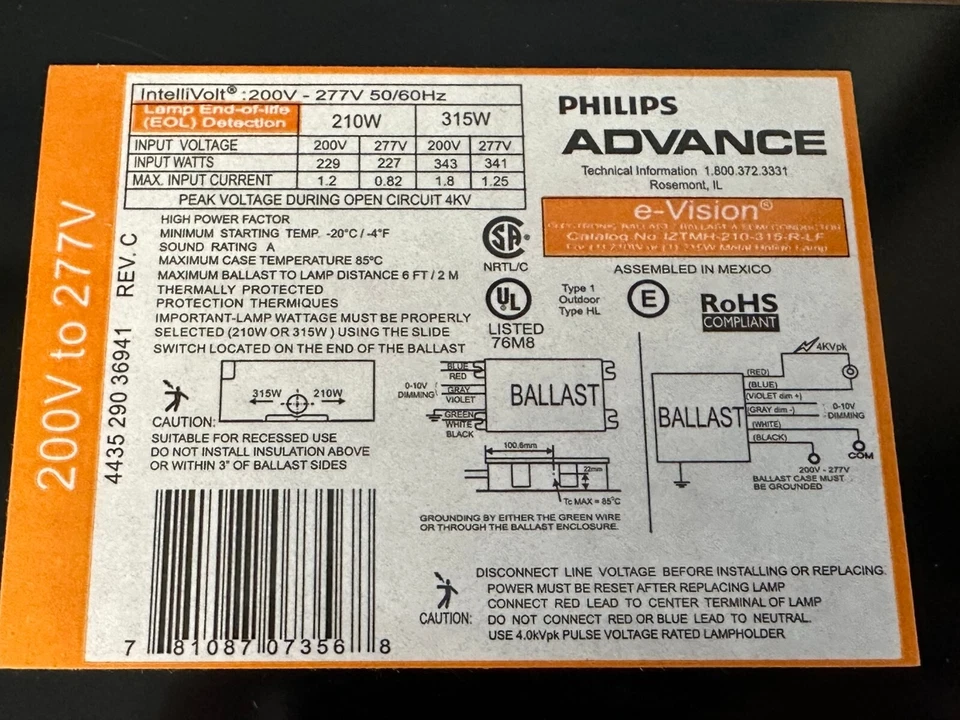 NEW Philips Advanced IZTMH210315RLFM  IZTMH210315RLF Ballast 200V To 277V - Image 2 of 4