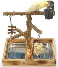 Natural Wood Bird Toys Playground, Bird Cage Accessories, Bird Perches, with Rem