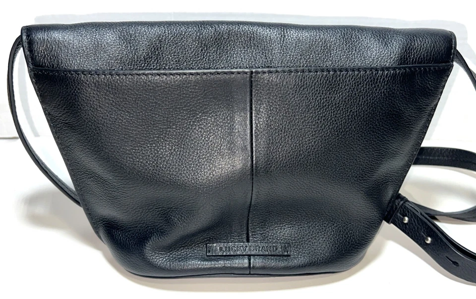Lucky Brand Cuero Negro Solapa Ajustable Bandolera Hobo Bolso de Hombro Bolso de Mano Cartera Foto 4 de 4