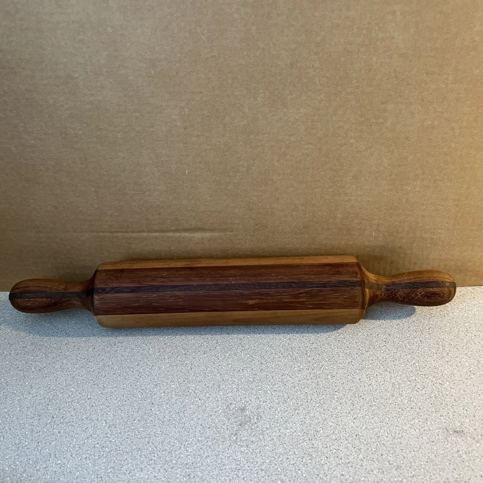 Elegant Wood Inlay Inlaid Design One Piece Rolling Pin 19” 2# Beautiful!