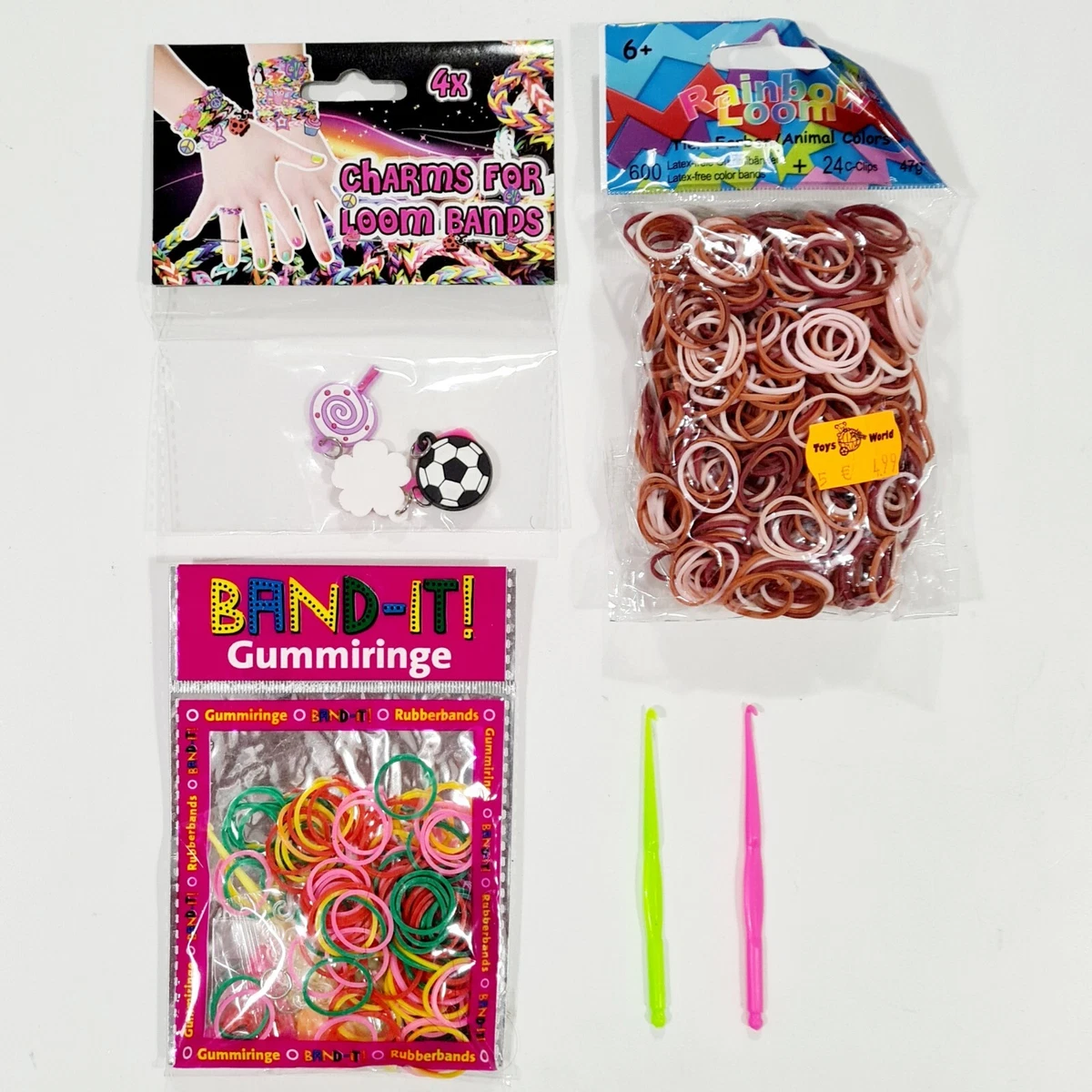 Colorful Silicone LOOM BANDS - 600 Bands & 25 S Clips! - Toys 4 U