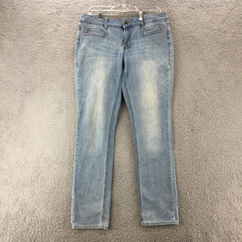 DKNY Ludlow Skinny Damenjeans 10 blau Denim leicht gewaschen mittelgroßer Reißverschluss fliegen Basic
