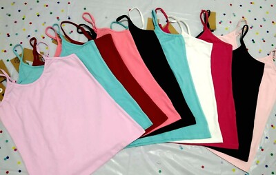 Damen Stretch Uni Träger Träger Träger Trägertop Damen Tank Top Baumwolle Hochwertig