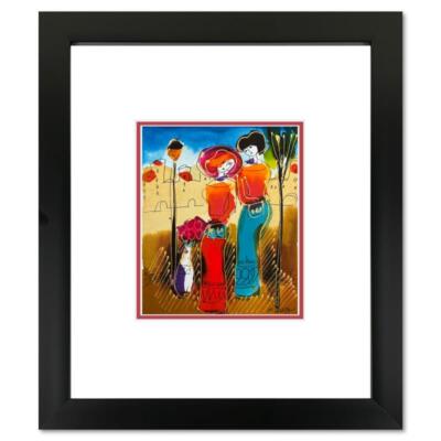 Moshe Leider, Framed Original Mixed Media Watercolor Painting, Hand Signed