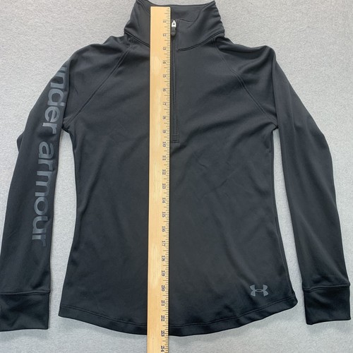 Under Armour Heat Gear Loose Shirt Youth Size YMD 1/4 Zip Pullover Black LS - Picture 6 of 8