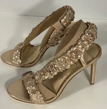 Jessica Simpson Women's JS-JESSIN Champagne Shimmer Sand High Heel Shoes Size 8M
