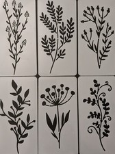 6 Pcs Wildflower Stencils Floral Leaf Herbs Flower 6" x 3" Fall Spring Painting