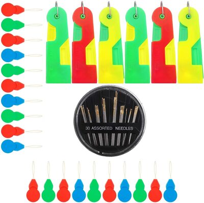 Nähnadel-Inserter-Set, 20-teilig automatisches Nadeleinfädelgerät 6-teilig Kunststoffi