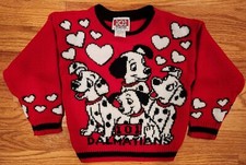 Disney 101 Dalmatians KIDS Sweater Size S 4/5 Preowned Pullover Red 90's Jet Set