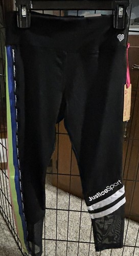 NWT Justice JSport Girls Mesh Ankle Legging Rainbow Stripe On Leg Size M (10) - Picture 4 of 15