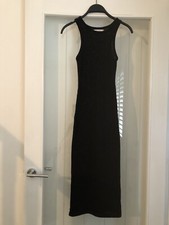 Ladies Black Knit Sleeveless Midi Dress By THANNE (Size S/M)