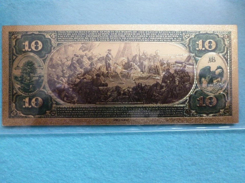 1875 series,999 Gold leaf-colored 10 Dollars.  - Image 2 of 2