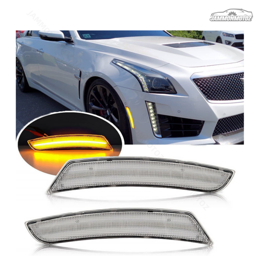 Smoked Amber LED Front Side Marker Lights For Cadillac ATS & CTS (2015-2020) - DOT/SAE Certified, Plug & Play