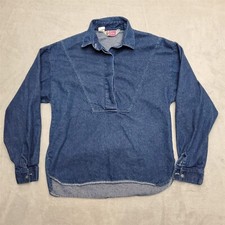 Vintage Cameo Rose Women 5 6 Blue Denim Pullover Shirt Made in USA Button Casual