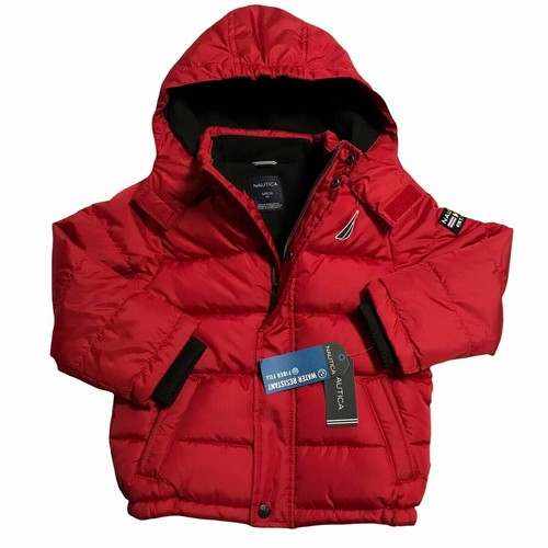 Nautica Little Boys Water Resistant Jaket Size 4 Red Black Full Zip Hooded - Picture 11 of 11