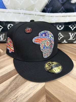 New Era Halloween Pack Day Of The Dead Houston Astros Skull Metallic 7 3/8 Rare
