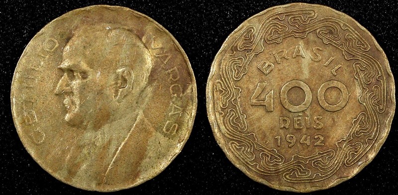 Brazil Getúlio Dornelles Vargas 1942 400 Reis WWII ISSUE VF KM# 547 ( 24 041)