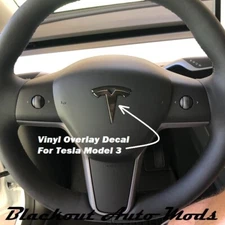 Gloss Black Steering Wheel Emblem Decal For Tesla Model 3