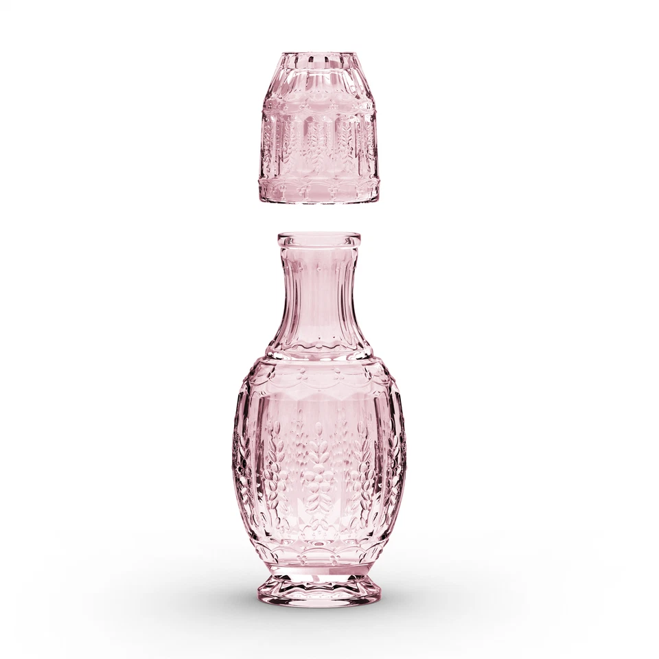 Zanzer Pink/Purple Vintage Bedside Night Carafe Set with Glass Tumbler - Image 3 of 4