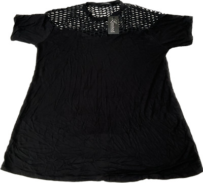 Yours Clothing Limited Collection Short Sleeve Fishnet Top Womens Size 14 Black