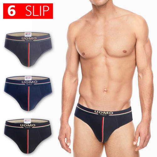 6 Pezzi Slip UOMO Mutande Cotone Elasticizzato Intimo Nero Grigio Blu VEQUE  | eBay