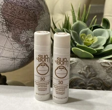 NEW 2X Sun Bum SPF 30 Mineral Sunscreen Lip Balm Full Size 0.15oz SEALED J L1B