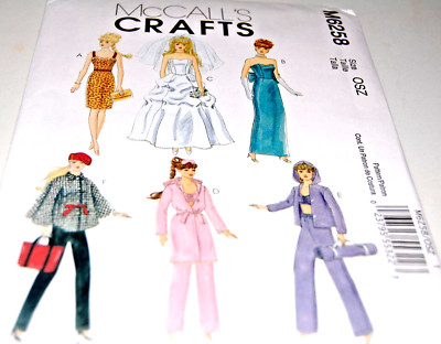 McCalls Pattern # M6258 - Fashion Doll Barbie Clothes - Six Outfits - NEW