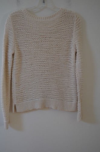 Eileen Fisher Ivory Open Knit 87% Cotton/13% Polyester Scoop Neck Sweater Size S - Picture 11 of 15