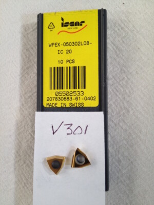 9 NEW ISCAR WPEX 050302L08 CARBIDE INSERTS GRADE PVD FACTORY PACKED (V301)