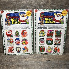 Vintage Christmas Puffy Vinyl Stick on Stickers Lot of 2 Set New Sealed VTG