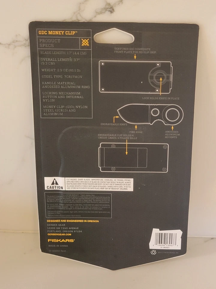 Gerber GDC Hoja Fija Cuchillo Oculto y Clip para Dinero Portatarjetas de Crédito G10 *NUEVO* Foto 2 de 3
