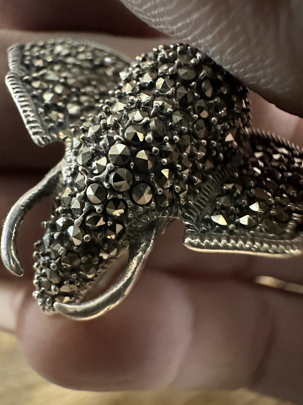 STUNNING Statement Sterling 925 & Marcasite Eleph… - image 3