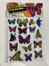 Vintage Puffy Butterfly Stickers Brand New Sealed Package 