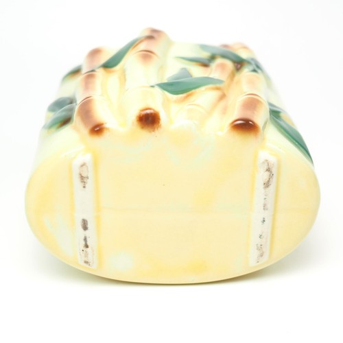 Vintage Royal Copley Bamboo Planter Pot Vase Yellow Green Oval Ceramic MCM Tiki - Picture 4 of 12