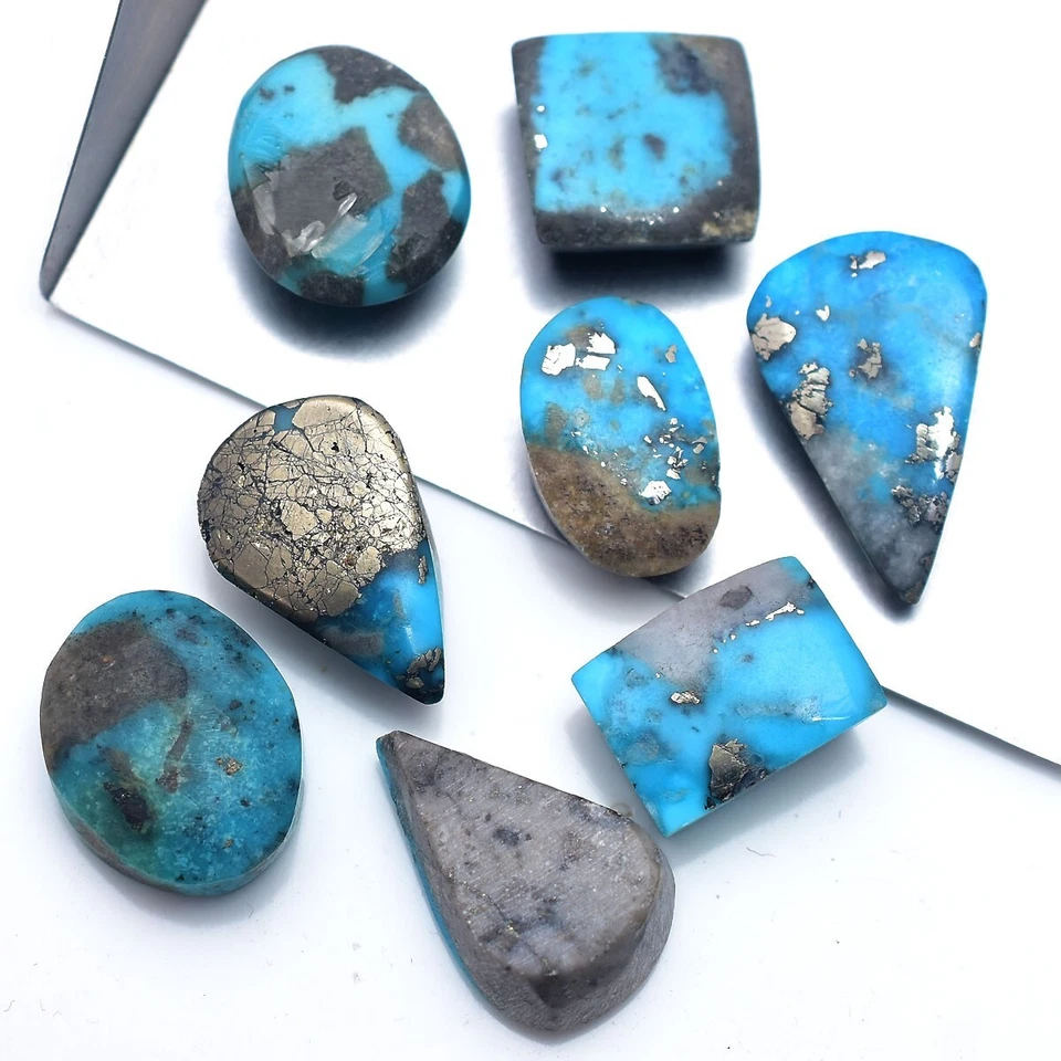 8 Stück Natürlich Persisch Türkis Top Qualität 11mm-17mm Cabochon Lose - Bild 2 von 4