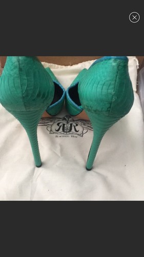New Rachel Roy Green Snakeskin Embossed Pumps Heels 10 - Picture 6 of 6