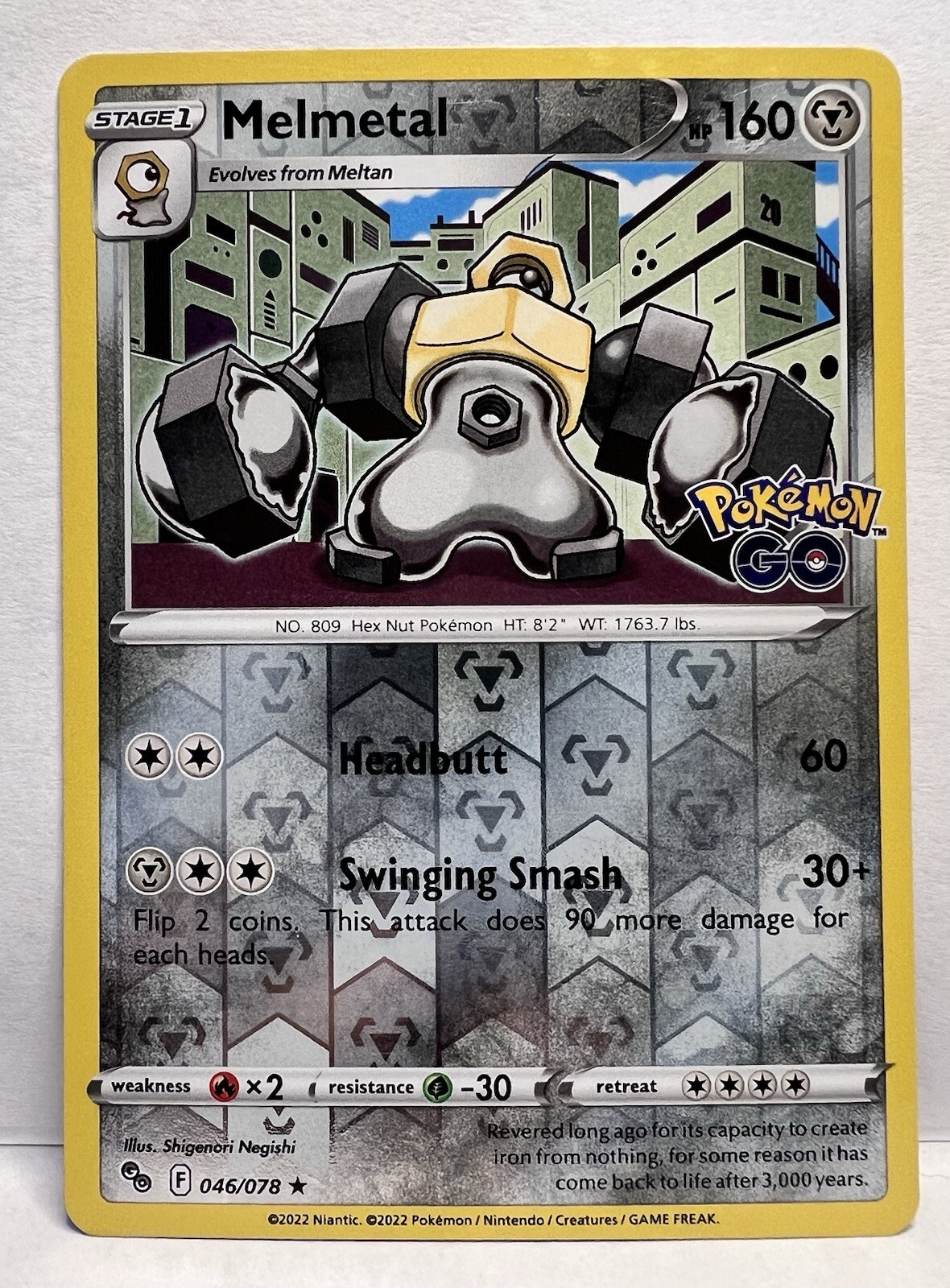 Melmetal 046/078 Reverse Holo Rare Pokémon GO Pokémon Card NM