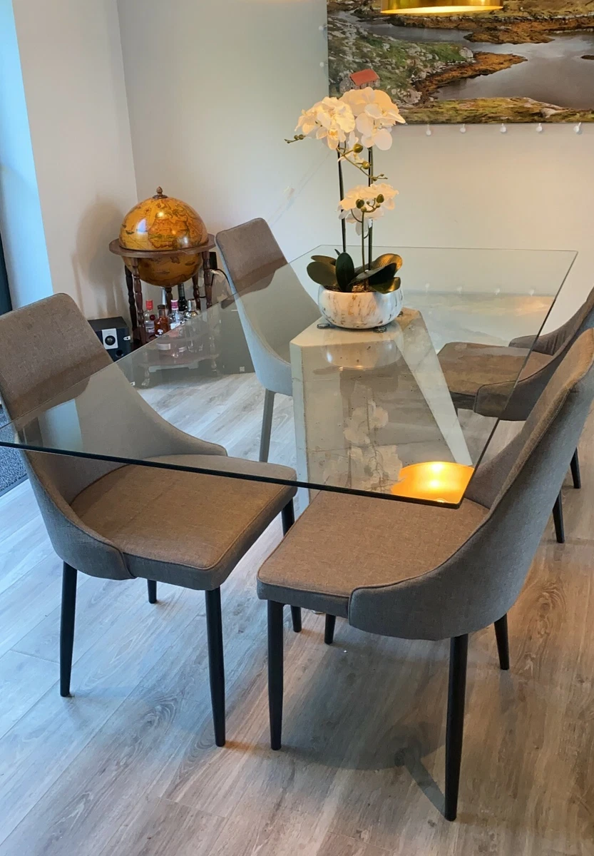 Industrial glass dining table deals