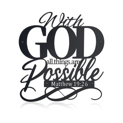Unique Metal With God All Things Are Possible Wall Decor, Religious Wall Art,...