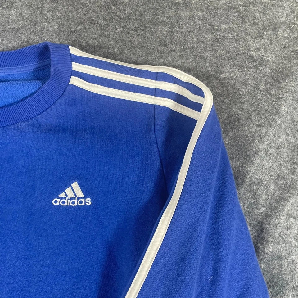 VTG Adidas Sweatshirt Mens XL Blue Striped Crewneck Pullover Embroidered Retro - Image 4 of 4