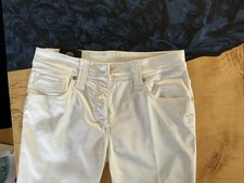 Versace White Satin Slim Straight Women's Dress Pants Button Accents Pockets