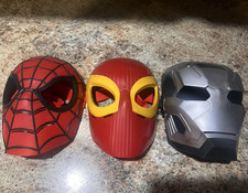 Lot of 3 Kids Superhero Plastic Face Masks Ad...