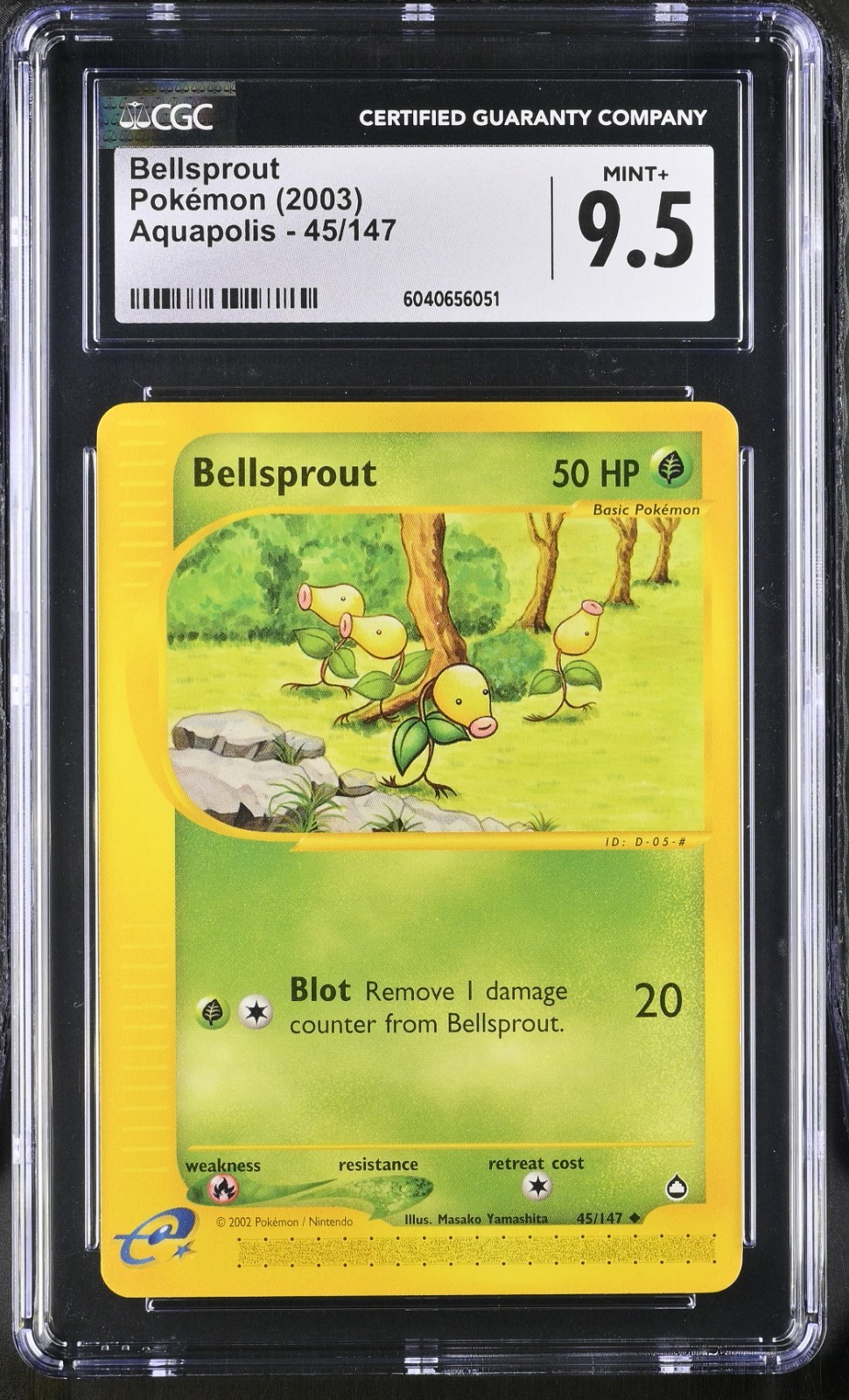 CGC 9.5 Bellsprout 45/147 Aquapolis 2003 Pokemon Card