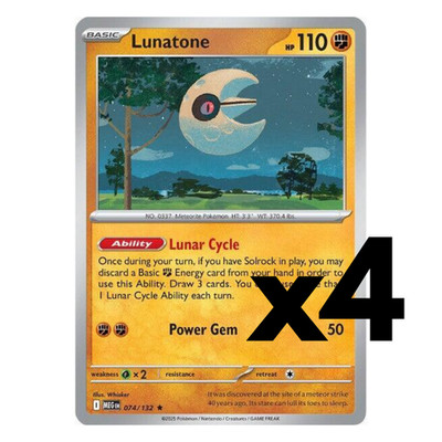4x Lunatone - 074/132 - ME01: Mega Evolution (MEG) Pokemon Playset x4
