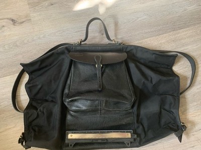IL BISONTE Canvas & Leather Tote Convertible Bag Backpack
