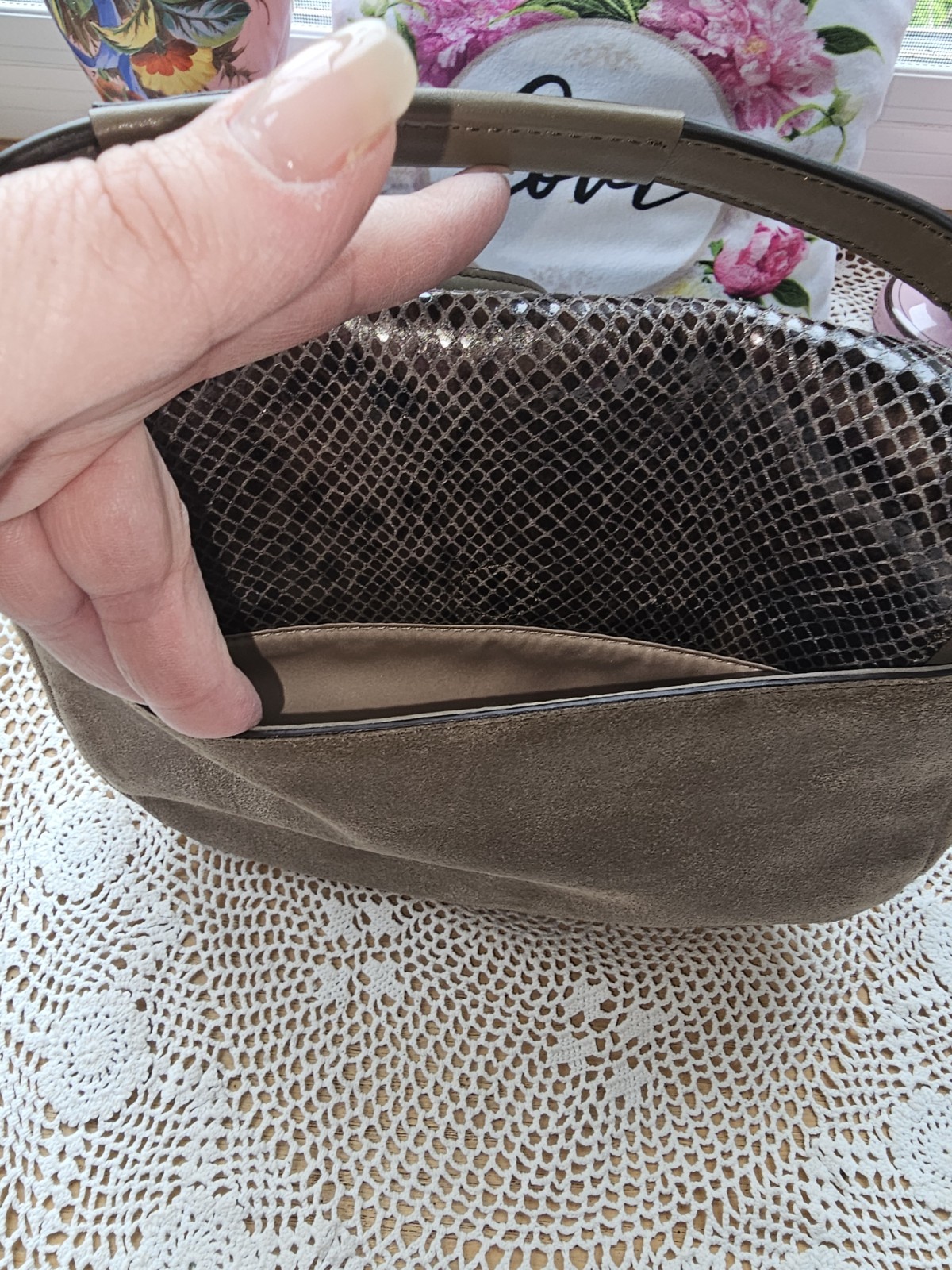 COACH TAYLOR SUEDE EXOTIC PYTHON MEDIUM FLAP CROS… - image 7