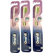 Lot of 3 Oral-B Advanced Whitening Toothbrushes 2 Soft  1 Medium Polishing