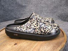 Oofos OOcloog Women 11 EU 42 Slip On Mules Clogs Recovery Comfort Cheetah Print