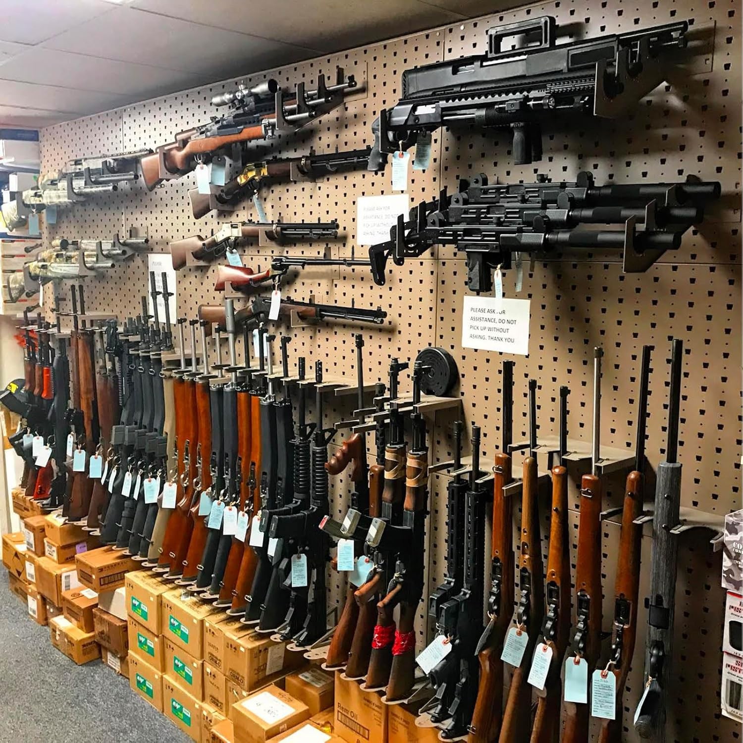 34 Pack Gun Rack Wall Mount, Gun Rack Bulk for Wall, Horizontal Metal Gun Rack f