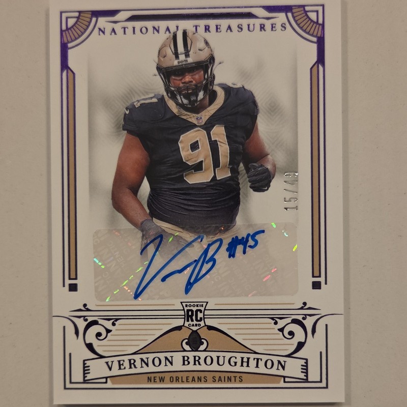 Panini 2025 National Treasures Vernon Broughton Saints RC Auto Purple /49 #101